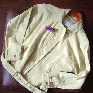 Rino & Pelle Denim Moto Jacket in Light Green